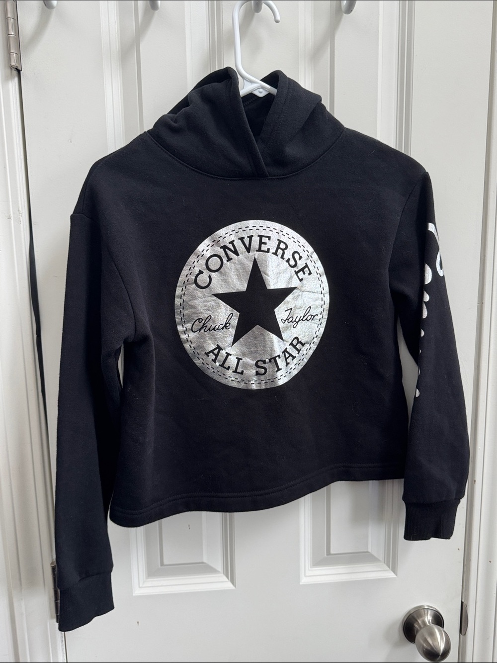 Converse Black Hoodie with Silver All Star Logo